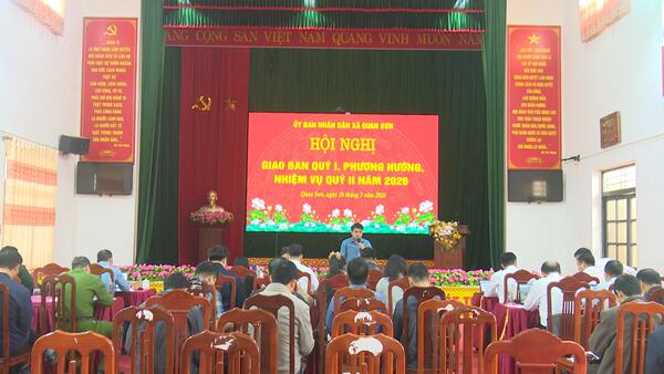 UBND xã Quan Sơn tổ chức Hội nghị giao ban quý I, triển khai nhiệm vụ quý II năm 2026