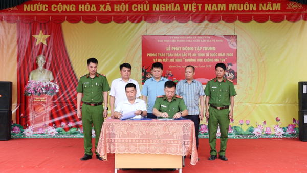XÃ QUAN SƠN PHÁT ĐỘNG PHONG TRÀO TOÀN DÂN BẢO VỆ AN NINH TỔ QUỐC, RA MẮT MÔ HÌNH “TRƯỜNG HỌC KHÔNG MA TÚY”